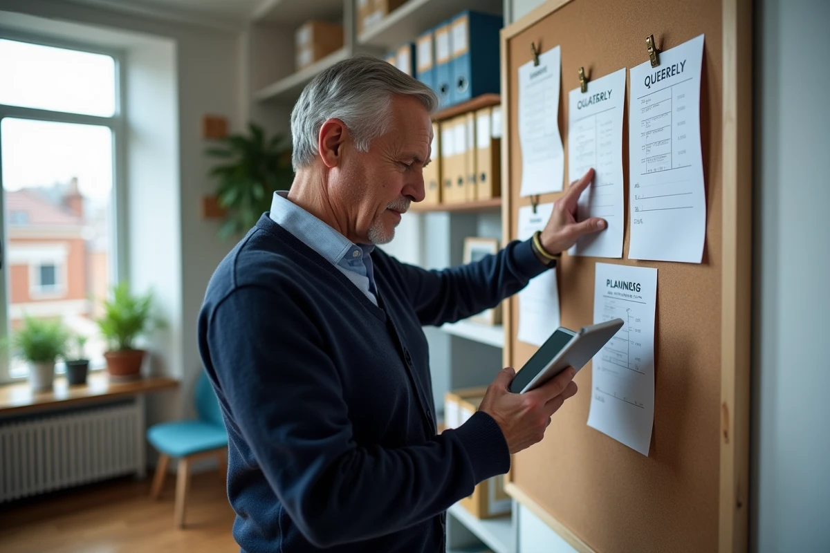 Homme en planification dans un bureau lumineux